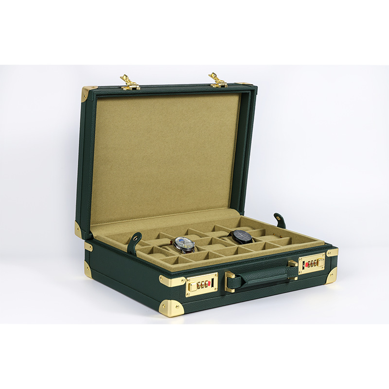OEM ODM Luxury 15 Slots Green  - Watch Display Box ulasan dan harga